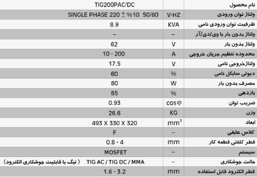 دستگاه جوش اینورتر تیگ پالسی - دیجیتال  TIG 200 P AC/DC DIGITAL